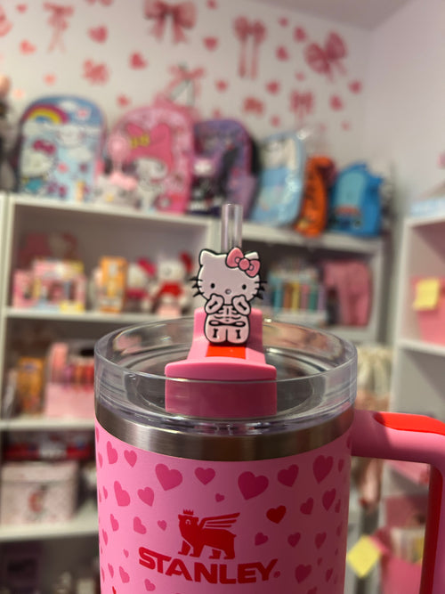 Hello kitty skeleton straw topper