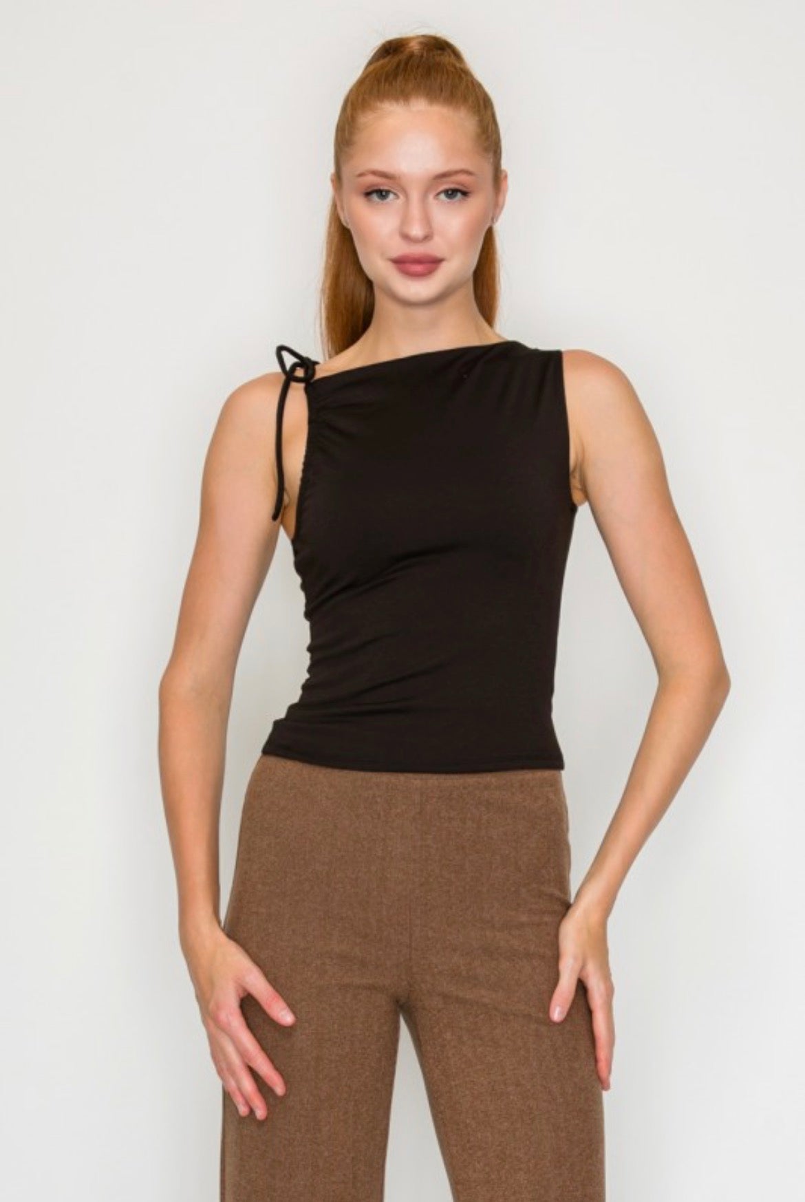 One shoulder runched top￼