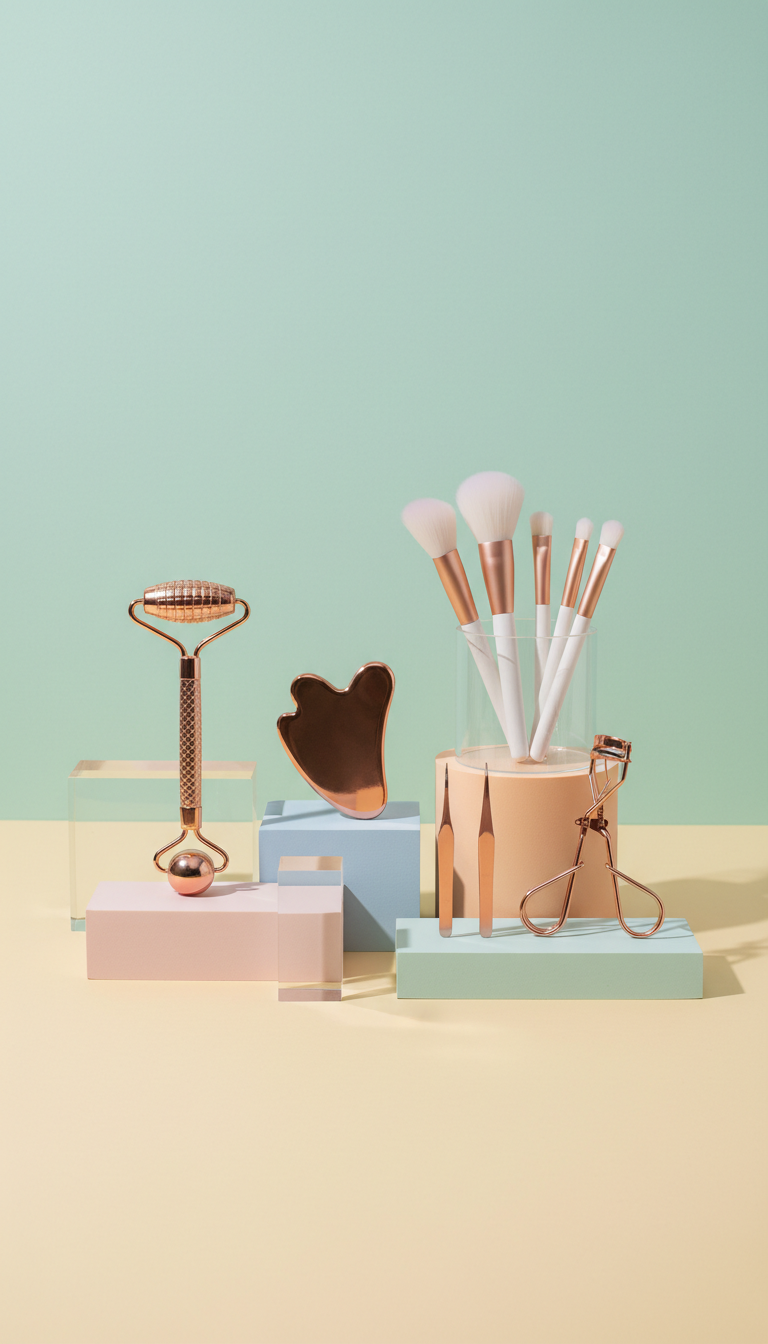 Rose Gold Beauty Tool Kit in Soft Pouch